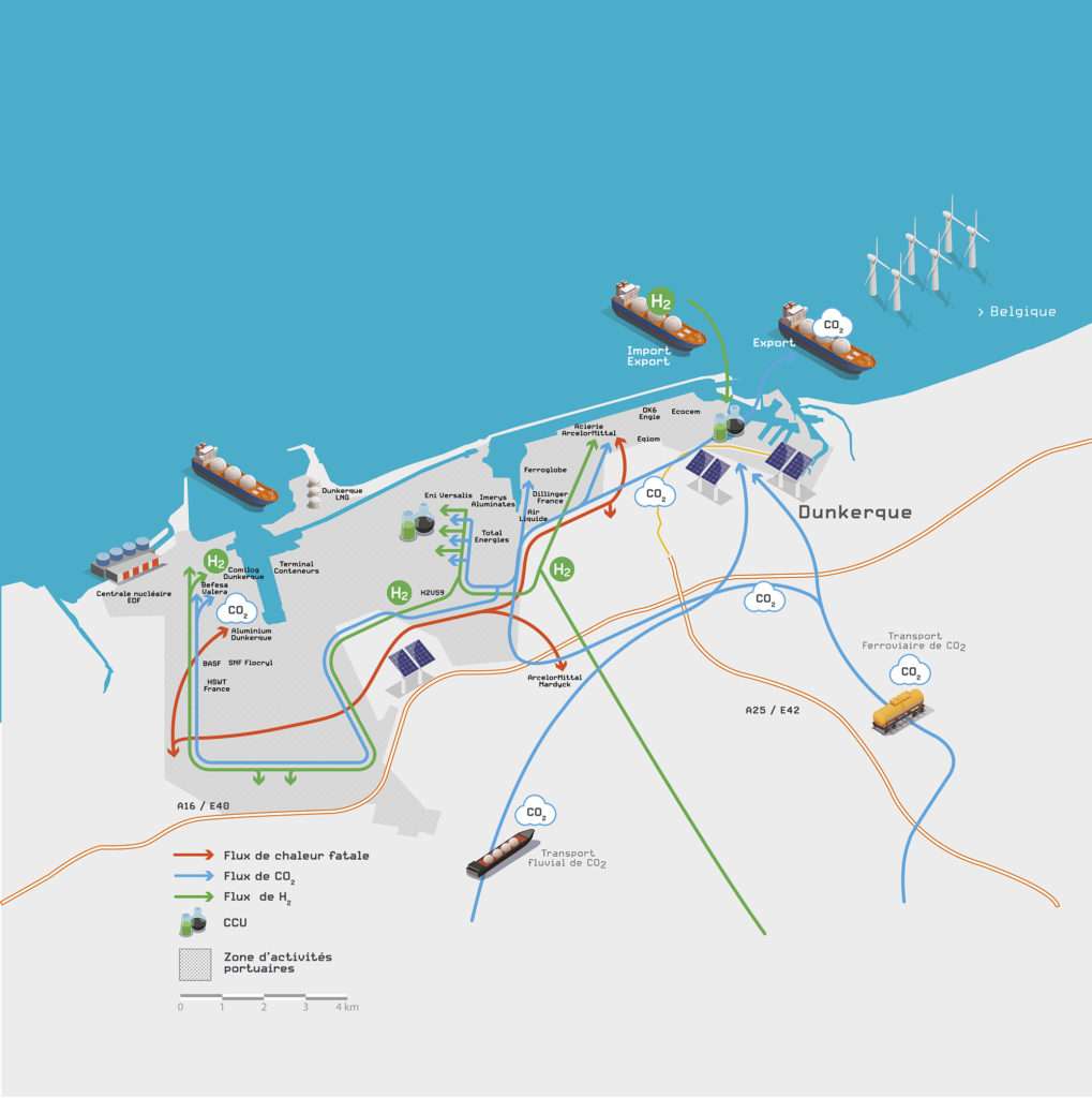 carte hub hydrogene decarbonation dunkerque