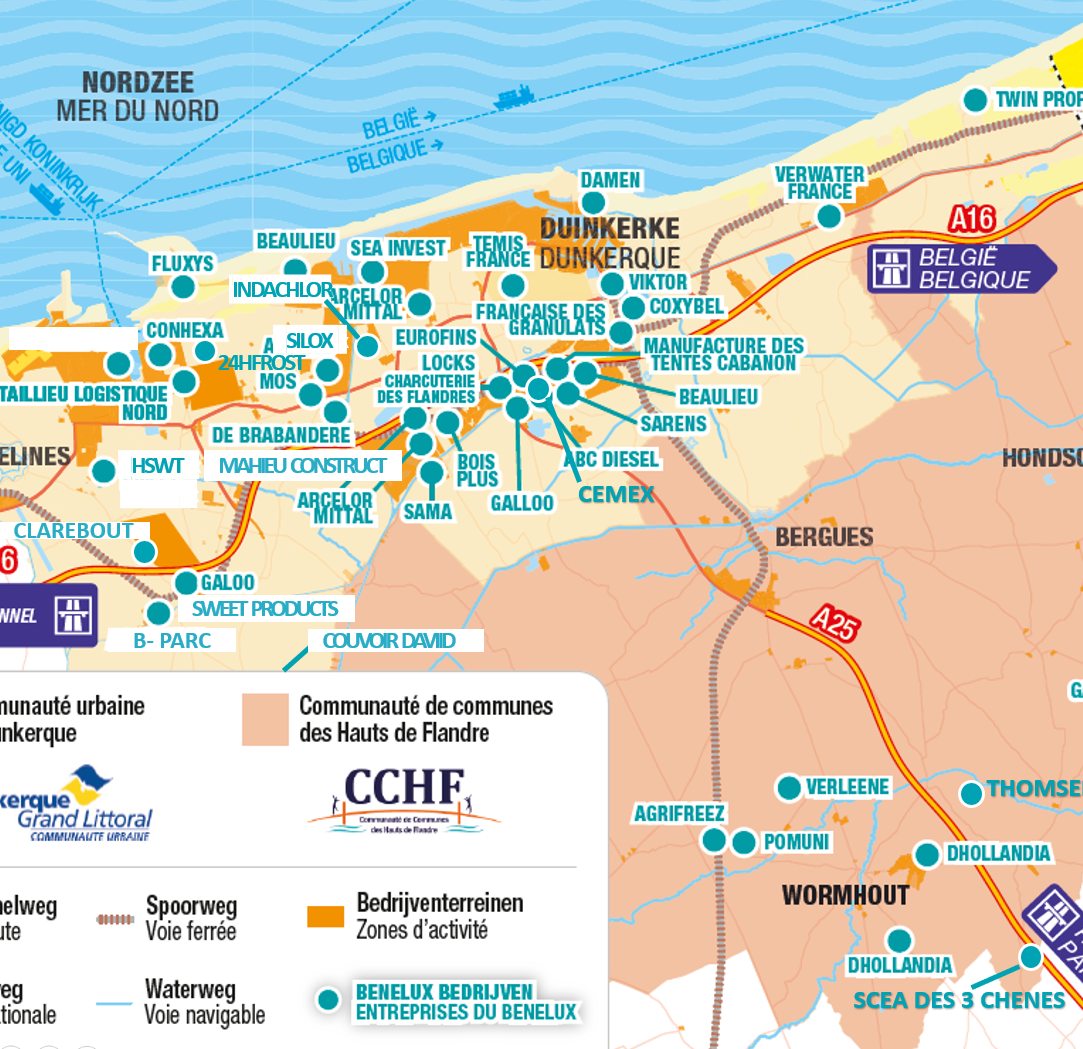 carte des entreprises belges dunkerque