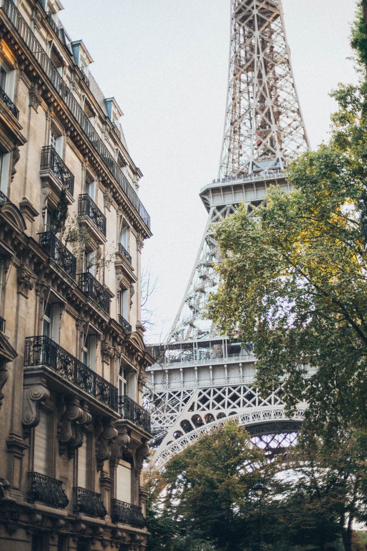 Tour eiffel derrière des bâtisses