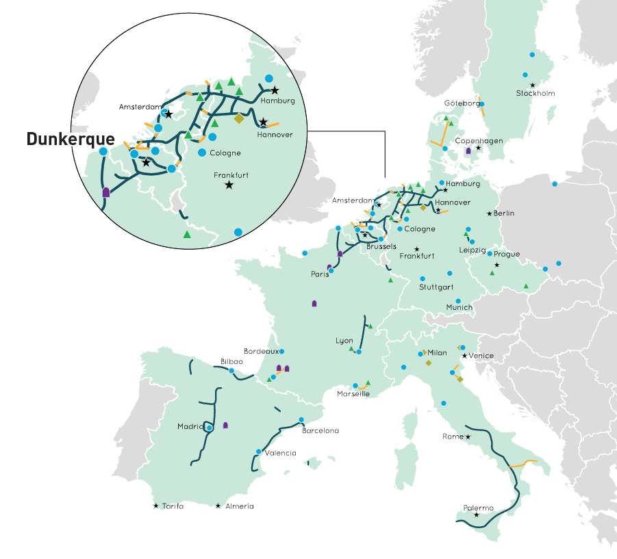 Dunkerque connecté auréseau European Hydrogene Backbone large