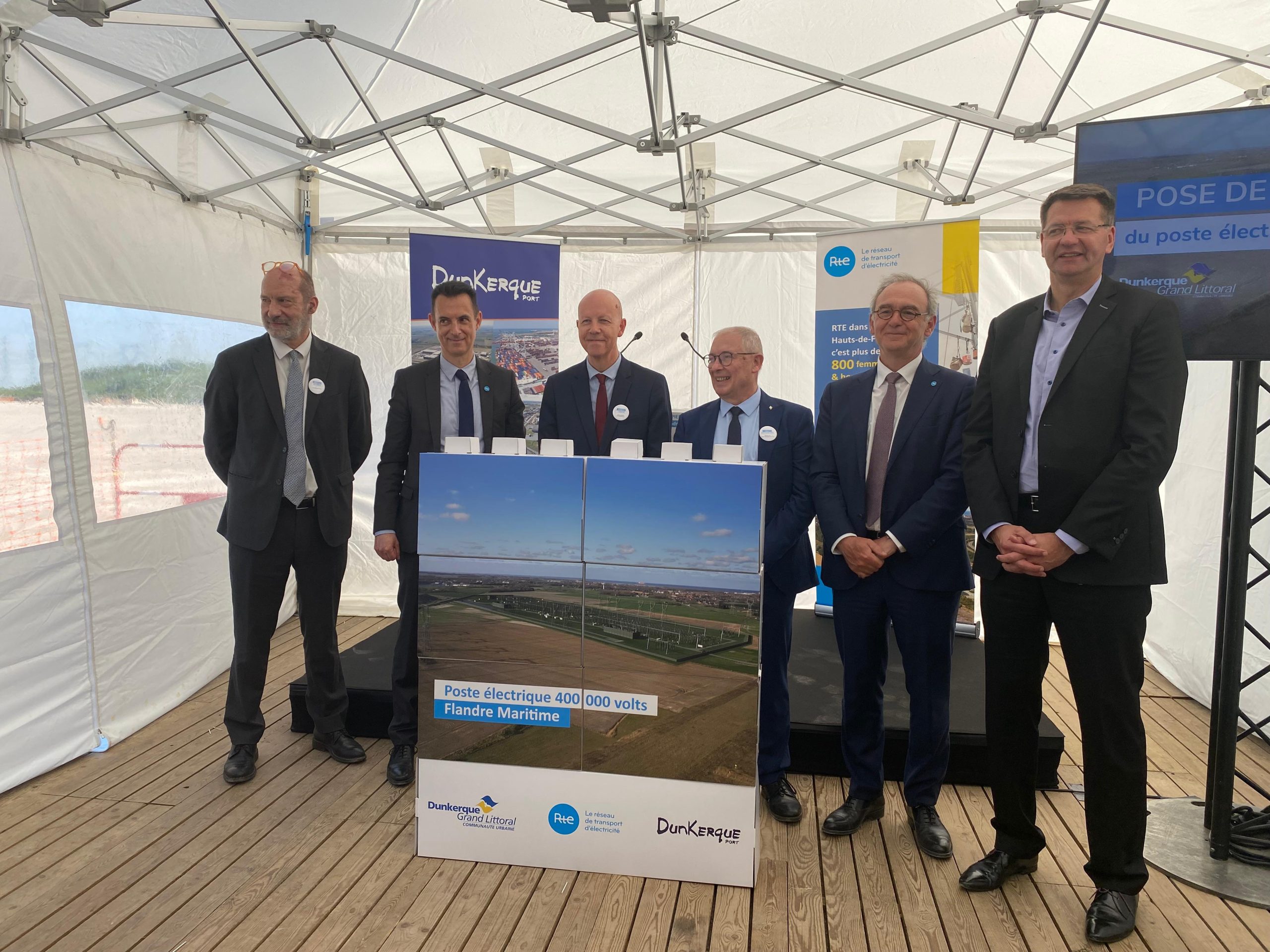 pose de la première pierre du poste RTE Flandre Maritime