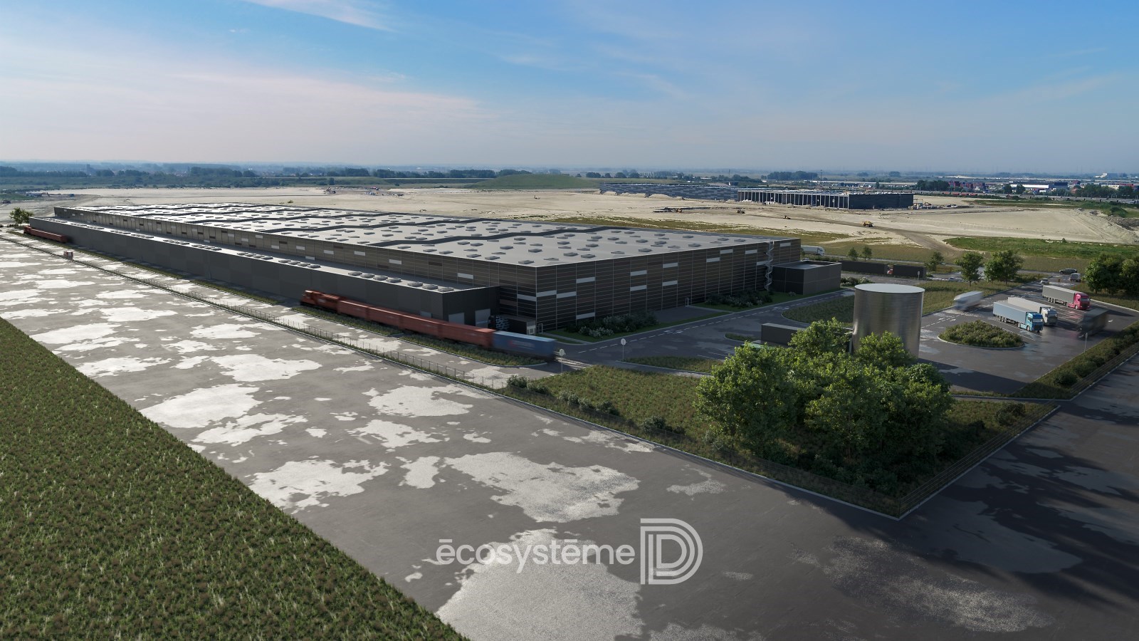Logistics warehouse with rail siding